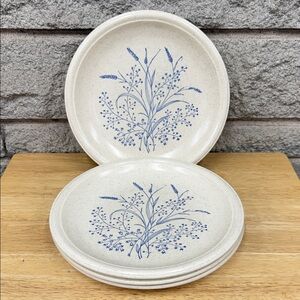 Floral Patterned Cream and Blue Dinner Plates